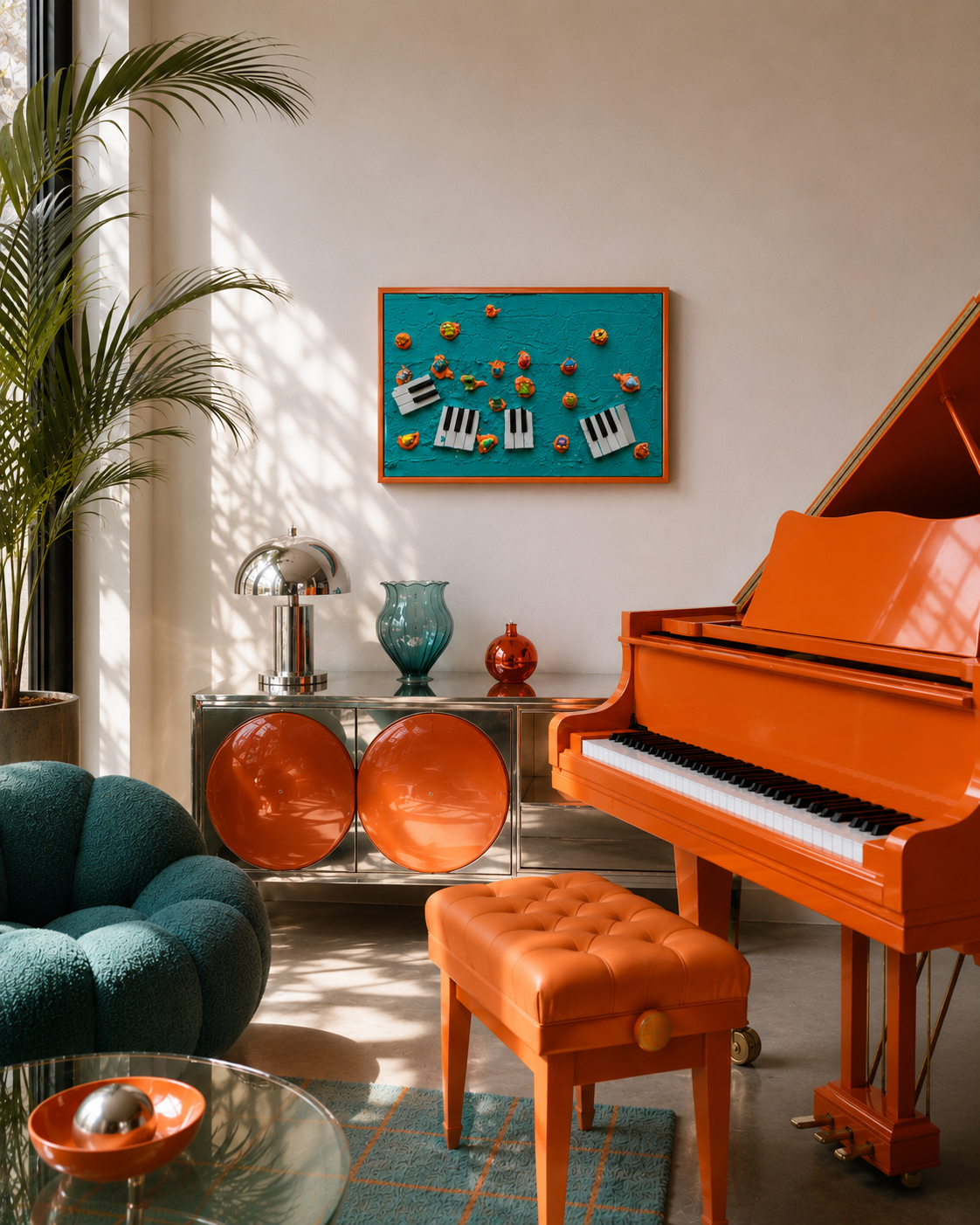 A painting shown in a room